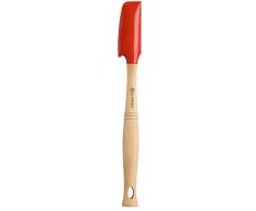 Le Creuset Spatola da Cucina Sottile con Testa Rimovibile in Silicone/Legno, Rosso (Ciliegia), Lunghezza: 33 cm