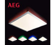 AEG - Lampada da soffitto a LED con telecomando, dimmerabile senza livelli preimpostati, cambia colore in CCT, funzione luce notturna, luce RGB cambia colore indirettamente, 42 x 42 cm, Watt, 2600 Lumen, 2700-6500 Kelvin, metallo, 32 W, sabbia bianca