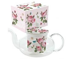 EASY LIFE teiera in Vetro borosilicato con infusore, Porcellana, Multicolore, 16Â x 12Â x 10.5Â cm