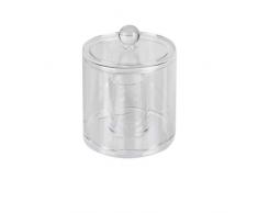 axentia Organizer tondo porta coton fioc gioielli, contenitore coton fioc in plastica con coperchio, scatola porta bastoncini di cotone, trasparente