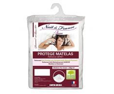 Notte di Francia 331235Â Protegge Materasso in Forma Lenzuolo Testa e Piedi sollevabile Berretto Cotone Bianco, 100% Cotone, Bianco, 200/200