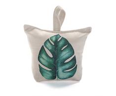 VERSA 21350051 Fermaporta Foglia, Tessuto, Verde, 22 x 10 x 30 cm