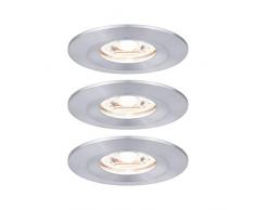 Paulmann 94305 Nova Mini LED Coin, Rotondo, Fisso, incl. 3 x 4 Watt faretti da Incasso a soffitto tornito Bianco Caldo 2700 K, Alluminio Intrecciato