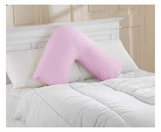 Lancashire Textiles - Cuscino Ortopedico a Forma di V, per Allattamento e Gravidanza, con Federa Rosa