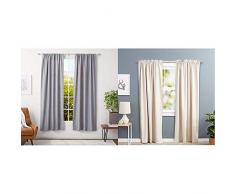 AmazonBasics - Bastone da Tenda con terminali cilindrici, da 91 Fino a 182 cm, Nichel & - Tenda Termica Isolante Oscurante con 2 fermatenda, 1 Pannello, 135 x 244 cm - Beige