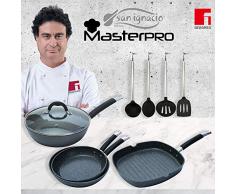 MasterPro Home Edition Black Set padelle 2 sartenes + wok + grill Nero