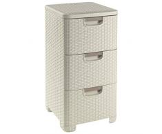 CURVER Style - Cassettiera in plastica, 3 x 14 l, Colore: Crema