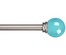 AmazonBasics - Bastone per tende, 1,6 cm, con elementi decorativi a forma rotondi, 218 cm, Turchese