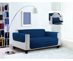 Trendy Copri Divano Trapuntato, Blu Scuro/Grigio Chiaro, 1 Posto