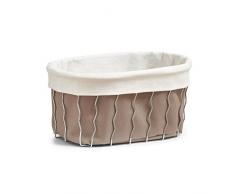 Zeller 27252 - Cestino per Il Pane, in Cotone/Metallo, 28 x 19 x 13,5 cm, Colore: Tortora