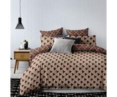 Biancheria da letto con 1 federa 80 X 80 Beige disegno geometrico triangoli letto Covers microfaserbettwaesche garnituren Beige Cappuccino Marrone Cioccolato Brown Chocolate Hypnosis Triangles, Microfibra, beige/marrone, 135 x 200 cm