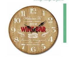 Molhome Vintage Orologio da Parete, Legno, Multicolore, 34 x 34 x 4 cm