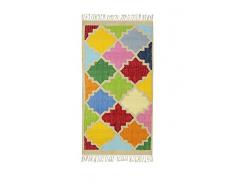 Jute & Co. Tappeto Kilim in Cotone Tessuto A Mano Multicolore