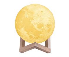 TaoTronics Lampada a forma di luna con stampa 3D, lampada da comodino, luce notturna con 3 modalità di colore, luce bianca calda, bianco freddo, controllo touch, luminosità dimmerabile e ricaricabile tramite USB S