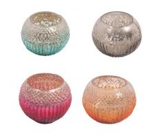 Ian Snow - Set di 4 portacandele Rotondi in Vetro Bicolore, Colore: Multicolore