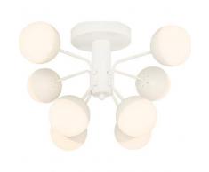 Homemania Lampada a Soffitto Kosmos Plafoniera a Sfera, da Parete, Bianco in Metallo, 54 x 54 x 30 cm, 8Led x Max 40W, 4000lm, 3000K, Luce Bianca Naturale