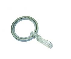 Gardinia 31058 Anello per Tende con Inserti Scorrevoli, Metallo, Cromato, 3.4x3.4x0.1 cm, 10 unitÃ 