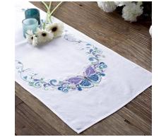 Vervaco Runner da tavola, Motivo: Farfalle, Set da Ricamo Freestyle