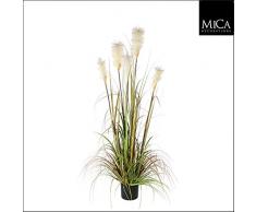Decorazioni Mica 987718Â piuma Erba Foxtail Bianco nel vaso in plastica Pianta Artificiale, PVC, Verde, 20Â x 20Â x 150Â cm