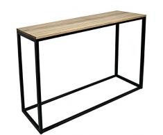 DS Dropshipping Tavolo Consolle Industriale Vintage Legno e Metallo Nero 35x100x82cm