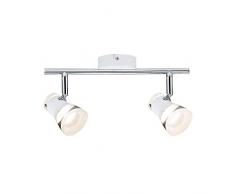 Paulmann 66663Â Plafoniera Lampada Soffitto Led Lampada Faretto da Soffitto,Spotlight Clear 2 x 4.3Â W Bianco Opaco/Cromo 230Â V Metallo Acrilico