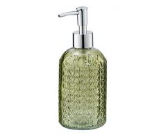 Wenko 23612100 - Dispenser per Sapone Liquido in Vetro, Rotondo, capacitÃ 0,40 l, 8,5 x 19 x 7,5 cm, Colore: Verde