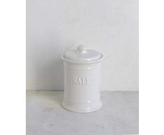 LUXE LODGE Barattolo in Ceramica Bianca con Tappo ermetico Sale, Unica