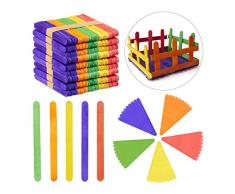 Relaxdays Bastoncini di Legno, Set da 500, Legnetti per DIY e Fai da Te, Decorazione, Bambini, 11,5x1, Colorati, Multicolore, pz