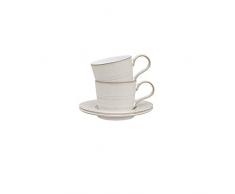 Denby 375048701 - Tazza da tÃ¨ e piattino, in gres, colore: Panna