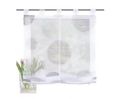 Home fashion Voile Tenda con Passanti Stampa Digitale Borden, Poliestere, Pietra, 140 x 80 cm