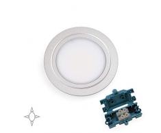 Emuca - Luce LED per mobile, faretto led da incasso, nessun convertitore necessario, diametro 66 mm, acciaio e plastica, grigio metallizzato.