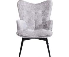 KARE Design Vicky Velvet - Poltrona Lounge in Velluto, con Struttura in Legno Scuro