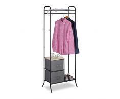 Relaxdays Appendiabiti da Terra con Box Pieghevoli in Stoffa, Attaccapanni, Acciaio, Nero, HxLxP: 179x65x43,5 cm