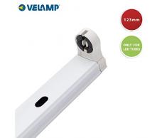 VELAMP PI20136 Porta Lampada, Plafoniera Singola per 1 Tubo LED T8, 120cm. Attacco G13. Uso Interno. per Contro soffittature, rimesse, ripostigli, lavanderie, Bianco, 120 cm