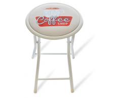 arteregal Frasi Coffee Sgabello, Metallo, Bianco, 44.5Â x 30.0Â x 30.0Â cm