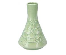 Gisela Graham - Vaso in ceramica, motivo floreale, colore: Verde