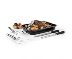 Salter BW07248-Set tostapane, cremagliera, termometro, Coltello da Intaglio e forchette per Carne, Nero, 7 Piece Carving Set