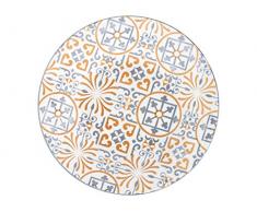 H&H Capri Set Piatti Fondi, Stoneware, Grigio/Arancione, 6 unità