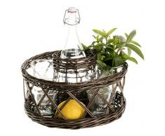 e-wicker24 Vassoio di Vimini, Vassoio per Vino, wengegraues Vassoio, Cestino in Vimini in Grigio, Vassoio da Portata