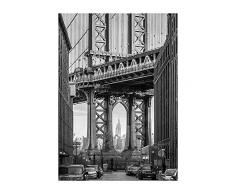 Komar - Quadro, Motivo: Ponte di Brooklyn, per Soggiorno, Camera da Letto, Decorazione, Stampa Senza Cornice Disponibile in 3 Misure, Nero, Bianco, Grigio, P123-30x40