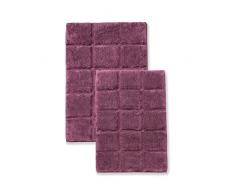 Superior - Set di tappeti per Il Bagno Antiscivolo a Scacchi, Cotone Egiziano, Prugna, 2 Pezzi