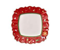 Villeroy & Boch Toyâs Delight Piatto Piano Quadrato per le Feste Adatto a Qualsiasi Occasione, Porcellana Premium, Rosso
