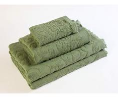 Flor De AlgodÃ³n Honoris Set di Asciugamani da Bagno, in Cotone, Verde Militare, 30 x 50, 50 x 90, 100 x 140