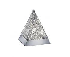 Reality Paul Lampada da Tavolo con Telecomando RGB, LED, Piramide Integriert, 6 W, Alluminio Spazzolato, 15,2 x 15,2 x 20,5 cm