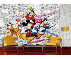 AG Design - Photo Wall Mural - Non Tessuto Bambini Disney - Mickey Mouse Disney - Foto Sfondo - Poster Gigante con Parete -360 x 270 cm - 4 Parti - FTDN 5056