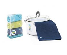 Luckies LUKPP Pots, Pans, Spills & Hands, Set di Strofinacci da Cucina, Cotone, Blu, 0.3x39x60 cm