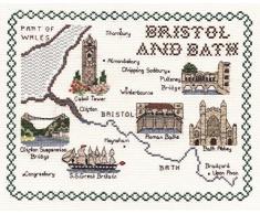 Classic Ricamo Bristol e Bagno 14Â Count Aida Cross Stitch Mappa, Misti, Kit, 20Â x 25Â x 1Â cm