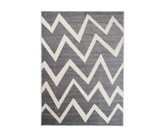 TAPISO MAROKO Tappeto Moderno a Pelo Corto, Geometrico, Zig-Zag, Linee astratte, Motivo in Grigio Crema, per Soggiorno, Camera da Letto, ecotex, 60 x 100 cm