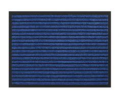 F&S Timeless 60 x 80 cm zerbino Originale a Righe, Extra Robusto di qualitÃ per Ingresso, corridoio Cucina, Blu, Molto Assorbente, 100% Poliammide, 2900 g/mq, Prodotto in Europa Occidentale.