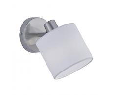 Reality Leuchten Tommy - Faretto da parete in metallo, nichel opaco/bianco